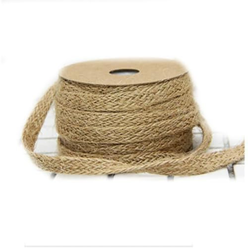 10M Nature Jute Tressé Ruban Plat Toile De Jute Ficelle Chanvre Cordons Bricolage Artisanat Décoration De Fête De Mariage Couture Vintage Ruban Corde Artisanat
