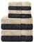 Komfortec 8er Handtuch Set aus 100% Baumwolle, 4 Badetücher 70x140 und 4 Handtücher 50x100 cm, Frottee, Weich, Towel, Groß, Schwarz/Beige