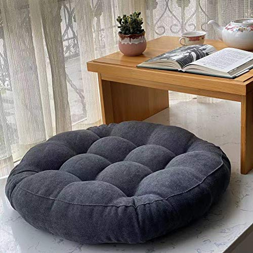 Generic Stuhl Pad Dekor Boden Sitzkissen Rund Solid Color Meditation Kissen Kissen Pouf Lesen Futon Sitz Fußmatte/Dunkelgrau/Durchmesser:55 * 12Cm