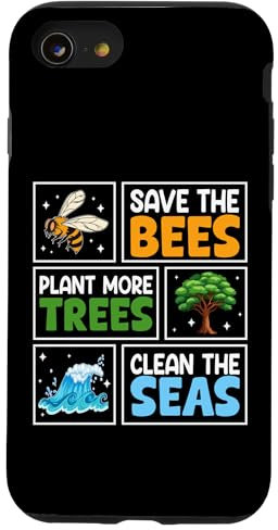 Save Bees Plant Trees Clean Seas Earth Day Eco Case for iPhone SE (2020) / 7 / 8