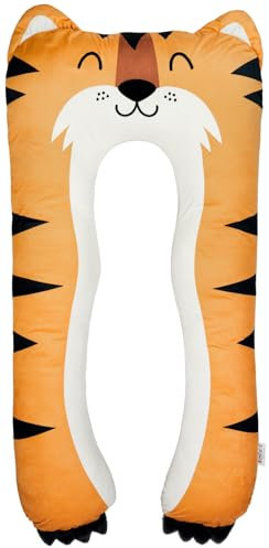 Snuzzy Seitenschläferkissen & Body Pillow – Kuschel Tiger 60x120 cm – Körperkissen – Kinderkissen – Lesekissen – Schwangerschaftskissen – Kuschelkissen – Waschbarer Bezug