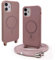 BGHHEU Silicone Coque Magnétique pour iPhone 11 avec Cordon,Compatible avec MagSafe,Étui Housse Silicone avec Portable Lanyard Réglable, Rose Gold