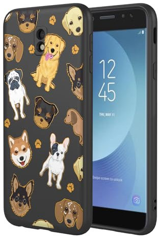 HTXWXJC Phone Case for Galaxy J530 Case, Samsung J5 Pro 2017 Case, Shockproof Flexible Bumper TPU Soft Cover Dog Pattern Phone Cover for Samsung Galaxy J5 2017 Black Dog
