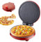 Horno eléctrico para pizza, sartén eléctrica de 1000 W con superficie antiadherente, elementos de calefacción duales, abre 180 grados, ideal para pizzas,
