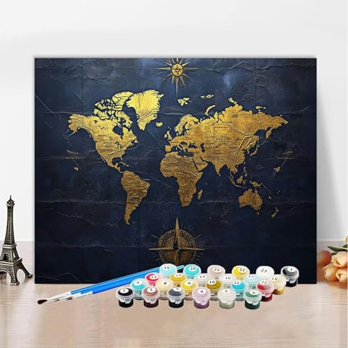 Peinture Numero Adulte carte,Peinture Numero Enfant abstrait,Paint by Numbers DIY Huile Peinture à la Main Loisirs Créatifs Adultes avec Pinceaux pour Décoration Intérieure Sans Cadre 100x150cm XZ-427