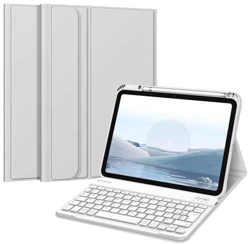 FINTIE Teclado Francés AZERTY para iPad 10th Generation 2022 10.9 Pulgadas - Teclado AZERTY Inalámbrico, Cubierta Multiposición, Plata