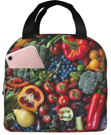 Tnnutp Lonchera de frutas y verduras frescas para mujeres y hombres, lonchera reutilizable aislada