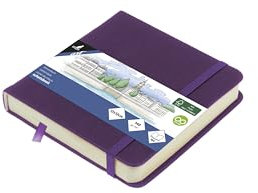 Skizzenbuch Kangaro 12x12cm Purple Heart PU Hardcover 80 Blatt 140 Gramm cremefarbenes Papier mit Gummiband und Band