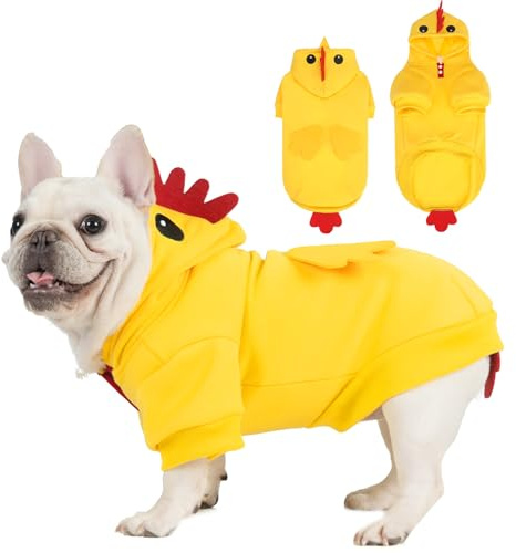 EXPAWLORER Dog Chicken Costume Cosplay for Small Medium Large Dogs, Dog Halloween Costume Hoodie, Soft Sweater Sweatshirt, Funny Pet Hoodie Clothes Outfits for Puppy Cats Boys & Girls Large