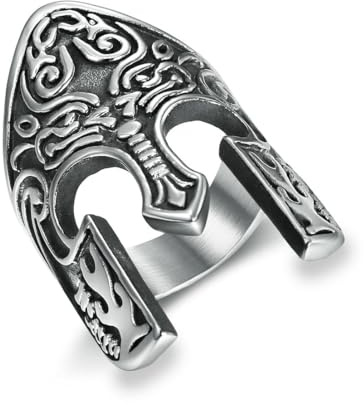 fycouyee Vintage Edelstahl Ringe spartanische Masken Ringe Rüstung Krieger Masken Männer