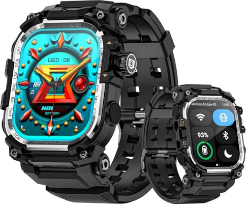 LOKMAT Smart Watch 4G con Schermo Grande AMOLED 2.06'', 3GB+32GB da uomo militare robusto sportivo Android Smartwatch con GPS fotocamera rotante, orologio fitness tracker per uomo e donna (argento)