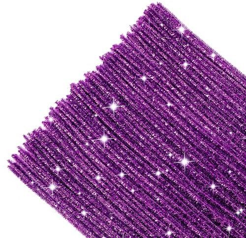 TOAOB 200 Stück Lila Glitzer Pfeifenreiniger Basteln 30cm x 6 mm | Biegeplüsch, Für Basteln und Dekorieren, DIY Kreatives Basteln, Kunst Handwerk, Gestalten von Tieren , Figuren Dekorieren