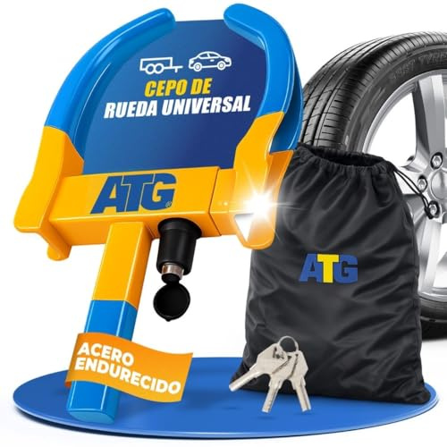 ATG Parkkralle Radkralle für Auto & Anhänger – Universelle Reifenkralle als Wegfahrsperre Auto – Diebstahlsicherung Anhänger für PKW, Wohnwagen, Wohnmobil & Motorrad – Reifenbreite 18–28 cm