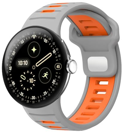 RosMank Silikon Armband Kompatibel mit Google Pixel Watch 5 45mm, Zwei‑Farben Ersatzarmband für Google Pixel Watch 4/3 45mm