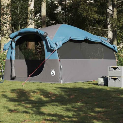 Aufblasbare Zelte Zum Campen,Tunnel-Familienzelt 6 Personen Blau Wasserdicht für Camping, Strand und Outdoor-Aktivitäten