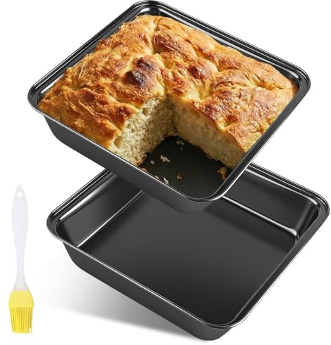 SKJJM Set di 2 Teglia Forno Quadrata, 22 x 22,5 x 5 cm, Teglie Forno Antiaderenti Stampo per Forno, Rostiera Antiaderente Teglia per Friggitrice ad Aria per Torte Lasagne Brownie