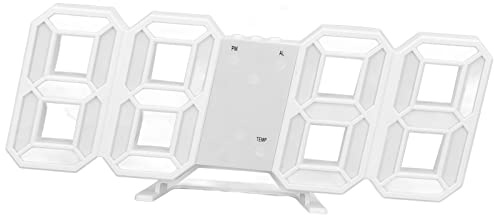 Yechiry 3D-LED-Digital-Wanduhr, Timer mit Temperatur für Zuhause, Büro, USB-Stromversorgung, Moderne Wanduhr für Wohnzimmer, Schlafzimmer, Fitnessstudio, Arbeitsplatz, 23,1 X 9,4 cm, Weißer Rahmen