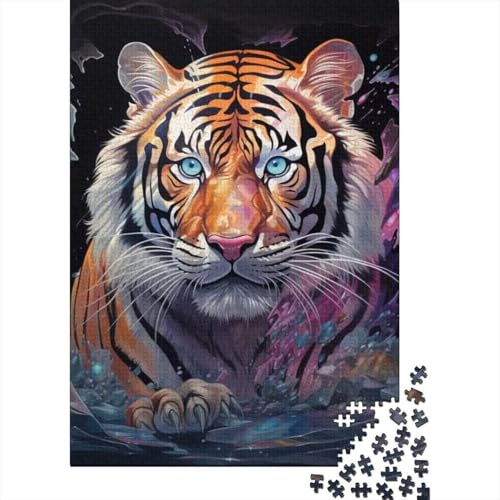 Tiger 1000 Stück Umweltfreundliches Papier Psyche Tiger Puzzle Liebhaber Wochenendunterhaltung Zu Hause Stundenlange Unterhaltung Einfach Handhabung 52x38cm/1000pcs