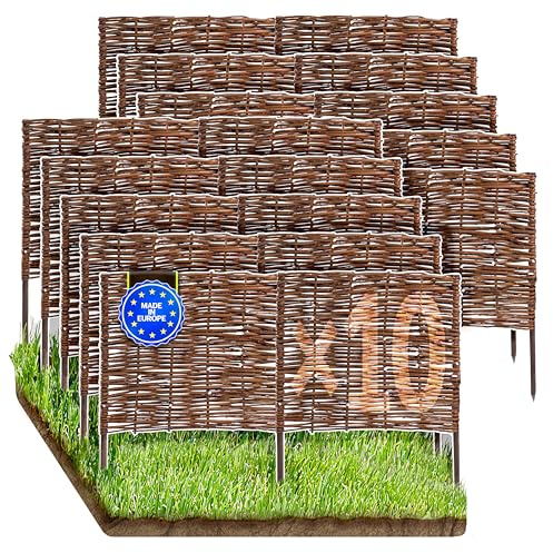 Wicker garden 10er Beetbegrenzung aus Weide - 100 x 40 cm Weidengeflecht für Beete, Rasen und Gartenwege - Natürliche Abgrenzung Gartenzaun Weidezaun - vielen Größen