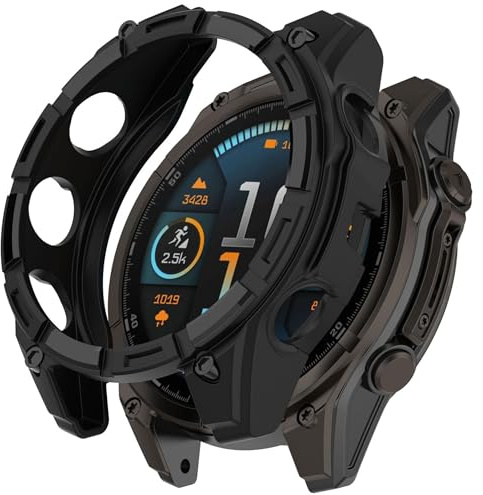Armor TPU Schutz Hülle für Garmin Quatix 8 51mm AMOLED, Halbabdeckung, leicht, stoßfest, passgenau mit Zugriff auf alle Tasten und Anschlüsse (Schwarz)