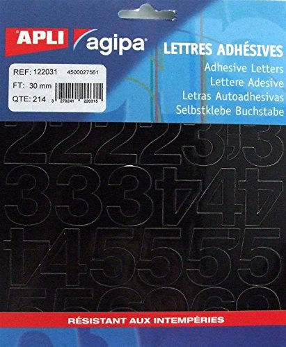 Agipa 122031 Zahlen selbstklebend 30 mm 214 Stück schwarz