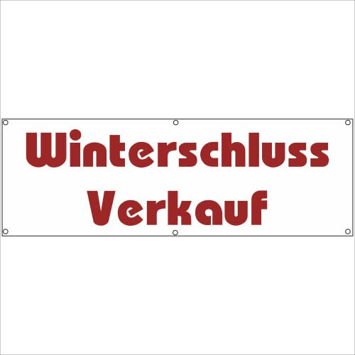 Indigos UG - Plane wasserdicht Gerüstplane - p059 - Winterschlussverkauf - Banner - 150x50 cm - Baustelle, Garten, Zaun oder Veranstaltung im Sommer - Werbeplane, Werbung