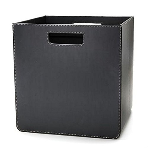 Aufbewahrungsbox - Storage Box Orskov - aus hochwertigem Rinder-Leder schwarz, weisse Naht