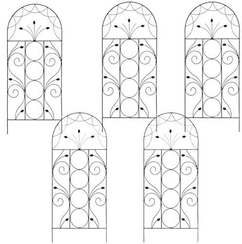 Selections Pack of 5 x Leaf Design Metal Garden Trellis (120 x 50 Centimeter)