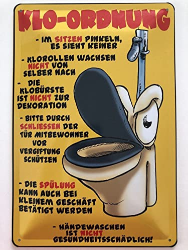 Blechschild 20x30cm gewölbt Kloordnung Klo Ordnung Spruch Deko Geschenk Schild