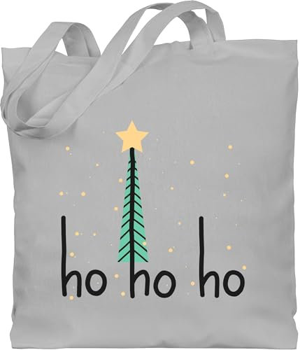 Baumwolltasche - Weihnachten Geschenke Christmas Bekleidung - Ho Ho Ho Motiv I Weihnachtsmotiv - Unisize - Hellgrau - jutetasche nikolaus jutebeutel gross weihnachtlich weihnacht hohoho stoffbeutel