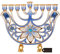 Matashi MTMNR13547 handbemalter Menorah-Kandelaber, handbemalt mit goldenen Akzenten, Blaue Blume