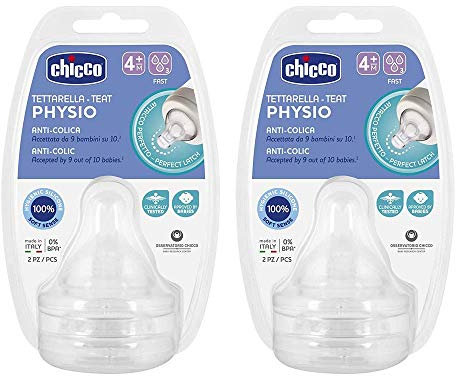 Chicco Perfect-5 Sauger-Set 4 Stk. SOFT SENSE-SILIKON Sauger Gr.3 4 Monate + Fast flow, Made in Italy
