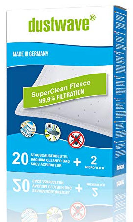 Dustwave® Megapack Lot de 20 sacs filtrants pour aspirateur Rowenta Soam Fabriqué en Allemagne Avec micro filtre