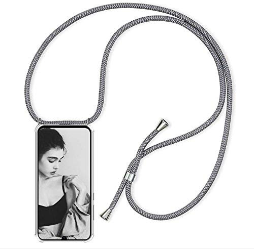 Handykette kompatibel mit Samsung Galaxy J3 2016 Hülle,Handyhülle Transparent Silikon Schutzhülle - Necklace Hülle mit Band Handy-Kette Fallschutzhülle Schnur Kette zum Umhängen Case,Silber