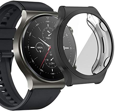 sciuU Hülle Kompatibel mit Huawei Watch GT 2 Pro Smartwatch, Rundum Schutzhülle mit Displayschutzfolie, Flexible TPU-Gehäuse Case Schale Kompletter Schutz Cover für Huawei GT2 Pro, Schwarz