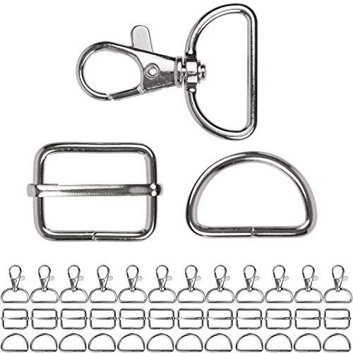 Juego de reparación de correa de transporte, paquete de 36, hasta 25 mm de ancho de correa, con hebilla de escalera de 25 mm y anillo en D, mosquetón de bolsillo con ojal giratorio de 360 °