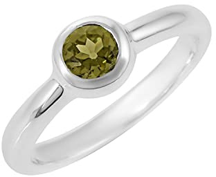 Ring aus massivem 925er Sterlingsilber mit Moldavit-Edelstein, wunderschöner Designer-Schmuck für Mädchen, Größe S 5747