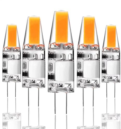 Xinwanhong G4 LED Lampen, 3W LED Birnen Ersetzt 30W Halogenlampen, LED Leuchtmittel 3000K Warmweiß, 300LM, 12V AC/DC, Kein Flackern Nicht Dimmbar, LED Stiftsockellampe Glühlampe, 5er Pack