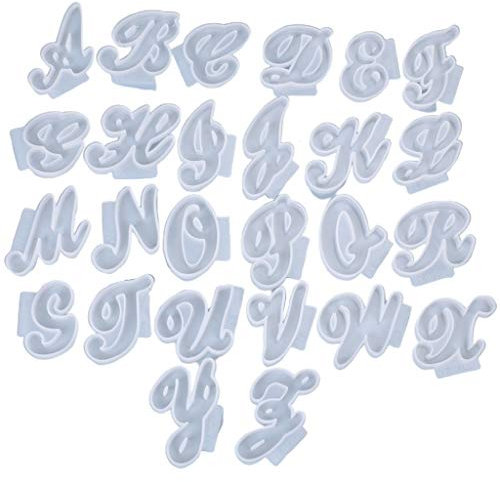 MISHITI 26 pièces/Ensemble Lettres anglaises Moule en résine AZ en Forme d'alphabet Pendentif Moule en Silicone
