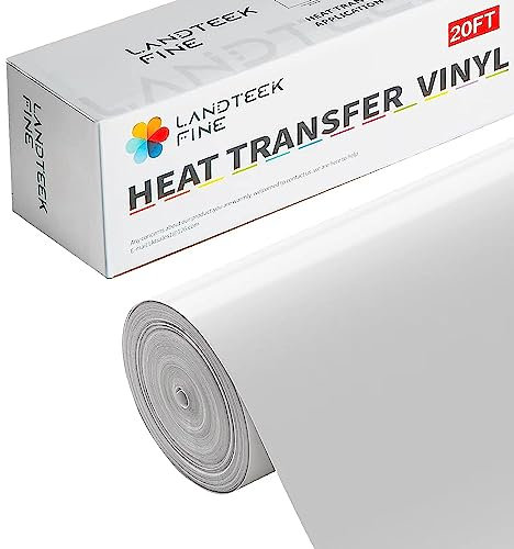 White Heat Transfer Vinyl Roll - 12ich x 20Feet White Iron on Vinyl Roll, White HTV Vinyl for T-Shirt Clothing and Other