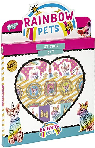 Stickerset Rainbow Pets - süße Tier-Aufkleber im Regenbogen-Design, Geschenk für Kinder