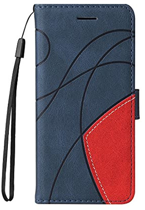 TIANCI Case for Motorola Moto G9 Play/E7 Plus, Stitching Two-Color PU Leather Wallet Case, 3 Card Slot Support Mobile Phone Case, Shockproof Flip Cover for Motorola Moto G9 Play/E7 Plus-Blue
