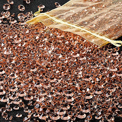 FENGCHUANG 4000 Stück Diamanten Deko Rose Gold, Deko Diamanten für Kinder, Glitzernde Deko Kristallsteine, Glas dekosteine für Hochzeitsdekorationen, Tischaufsätze, Vasenfüller (3 Größen)