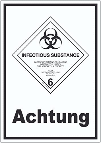 Aufkleber Ansteckungsgefahr Achtung Infectious Substance A7 (74x105mm)