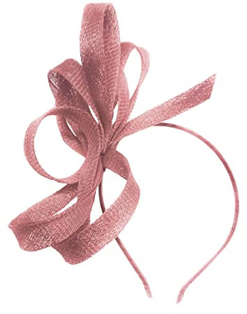 Caprilite Veganer Sinamay Fascinator Stirnband Hochzeit Hoop Damen Tag Ascot Rennen, rosa - dusty pink, 1 count (Pack of 1)