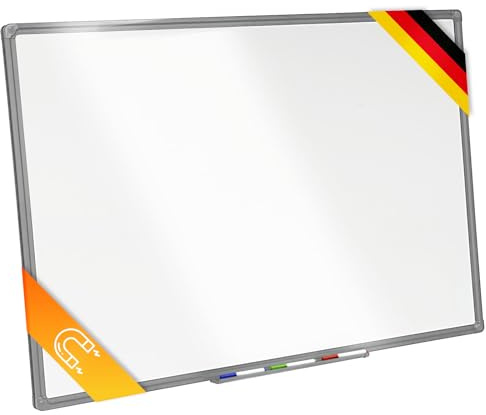 KARAT Lavagna da scrivania da parete - Vernice speciale resistente ai graffi - Lavagna bianca magnetica con telaio in alluminio - Pannelli di presentazione galleggianti 60 x 90 cm - Porta pennarelli