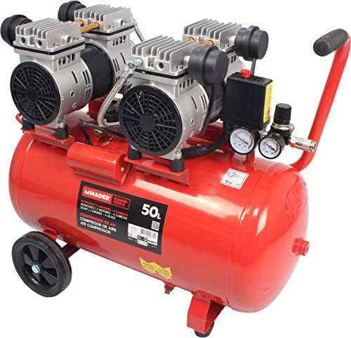 MADER POWER TOOLS Compresor de Aire Monobloco, 50L, 4HP, 4 Cabezas, 2 Motores, 09374