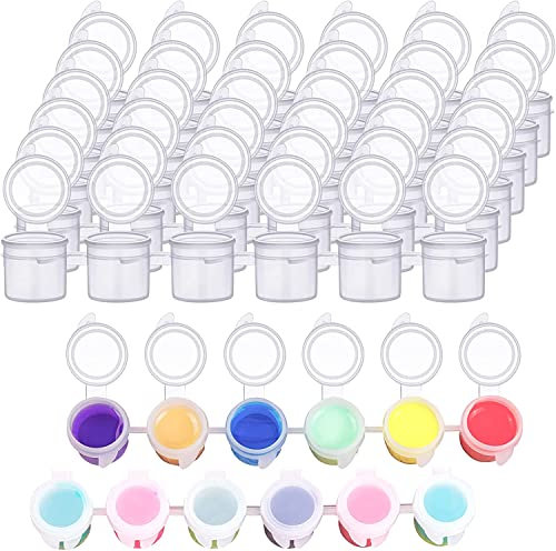 Empty Paint Pots with Lids, 36pcs 5 ml/0.17 oz Clear Paint Cup Pot Strips with Lids, Easy to Open Painting Arts Crafts for Kids Classroom School Painting Art Supplies