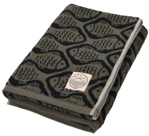 Depotex Strandtuch Strandlaken Badetuch Fische Oliv Grün Handtuch Liegetuch Strand Urlaub 90x160 cm