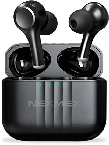 NEXMEX Kopfhörer ANC Earbuds Bluetooth 5.2 In-Ear Kabellos kompatibel mit Xiaomi 11T / 11T Pro 5G Hi-Fi Stereo Wireless Noise Cancelling Headset Ladebox Anrufe ENC Geräuschunterdrückung, Farbe:Schwarz